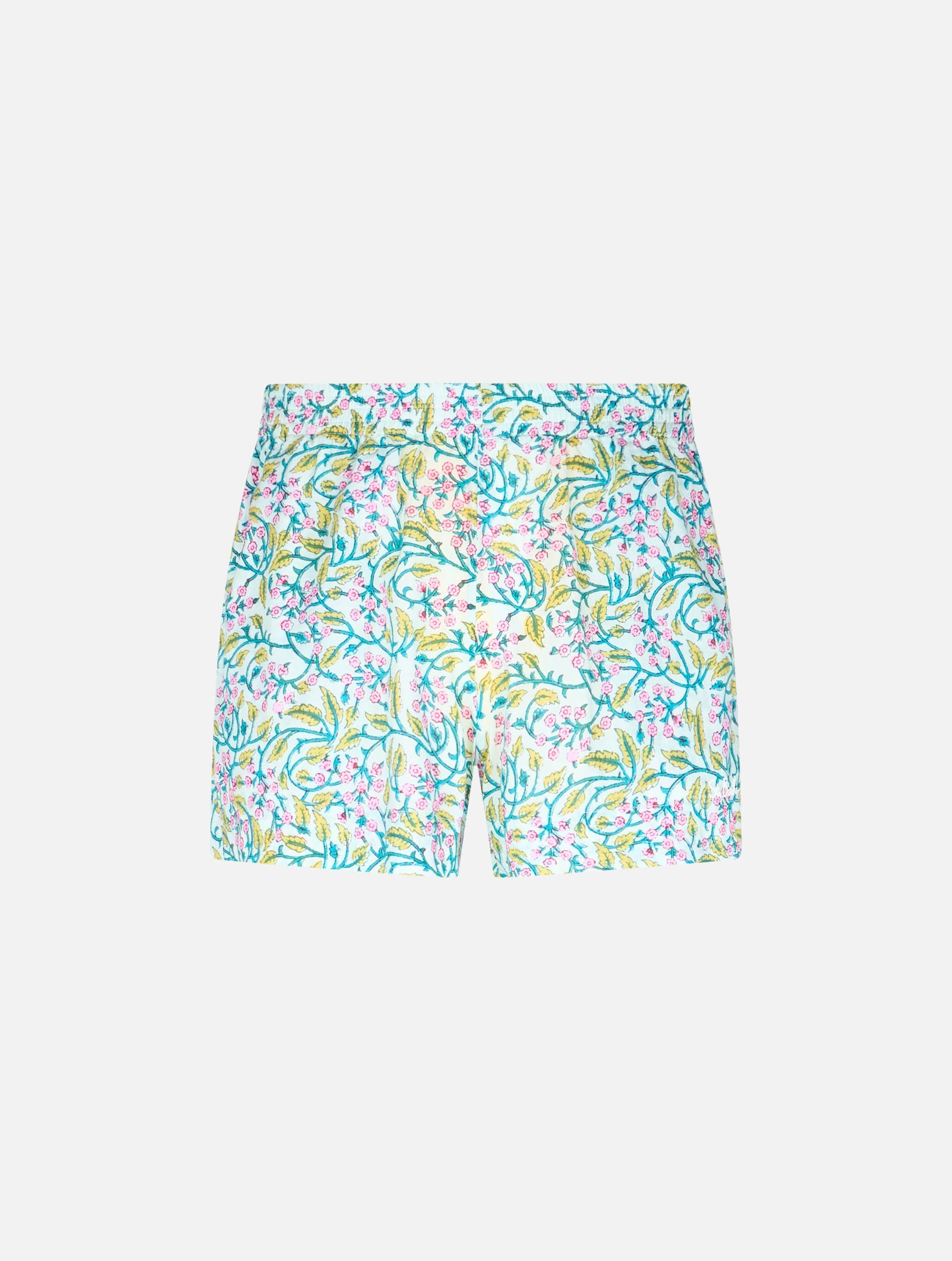 Meave Cotton Floral Pull-Up Shorts Green Pant