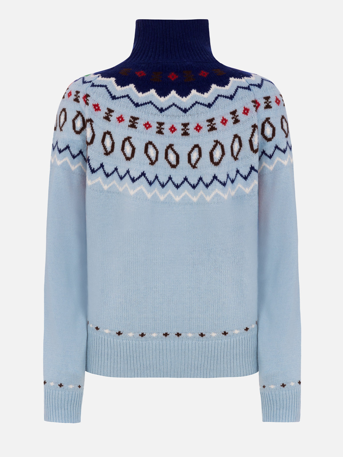 Meghan Cashmere Blend Sweater With Jacquard Blue