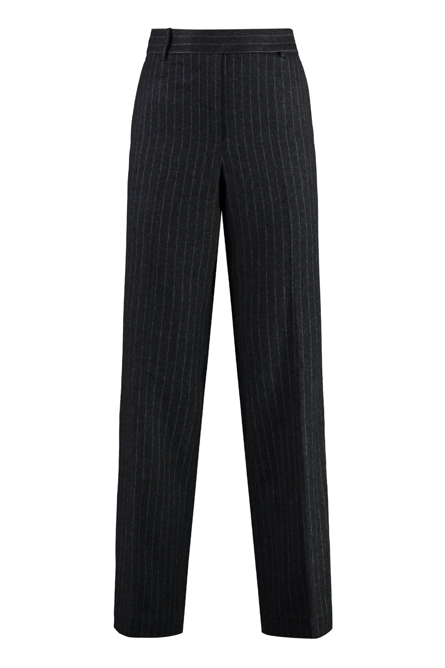 Pinstriped Wool Trousers Grey Straight