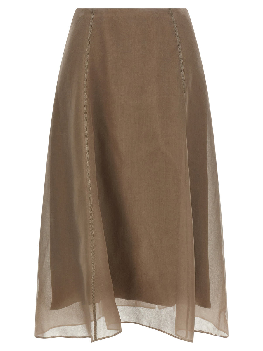 Brunello Cucinelli Circle Skirt — Taupe
