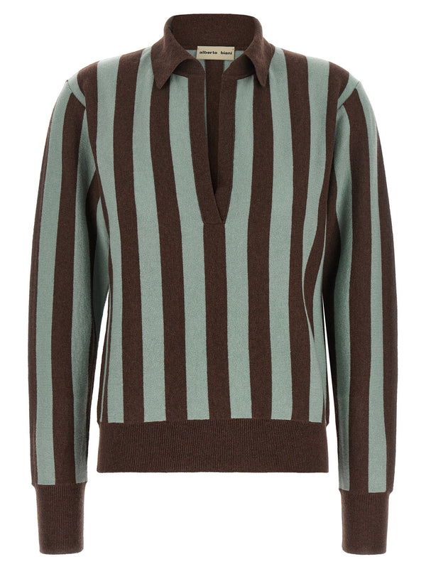 Alberto Biani Striped Cashmere Shirt — Brown