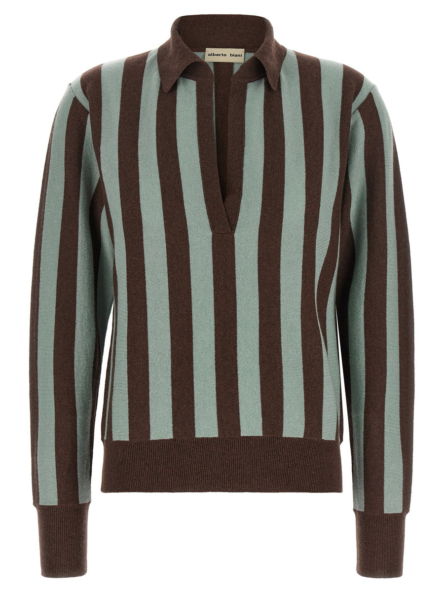 Alberto Biani Striped Cashmere Shirt — Brown