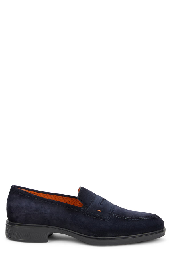 Suede Loafers Blue Calfskin