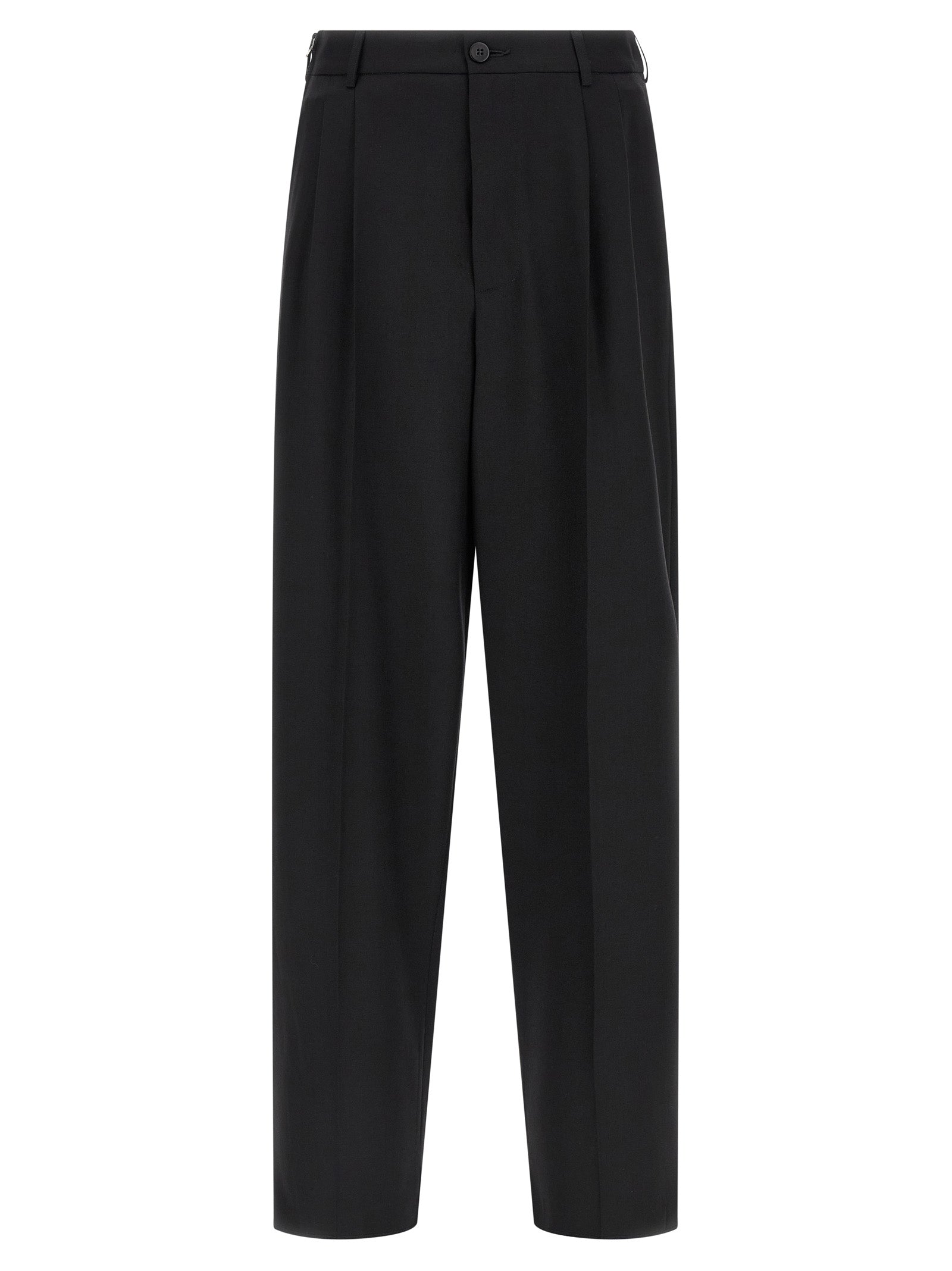 Classic Zip Double Pince pants Black Wool