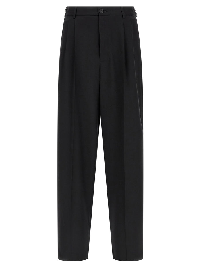 Classic Zip Double Pince pants Black Wool