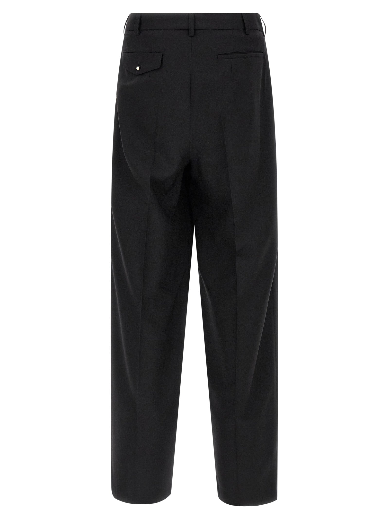 Classic Zip Double Pince pants Black Wool