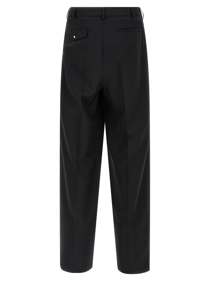 Classic Zip Double Pince pants Black Wool