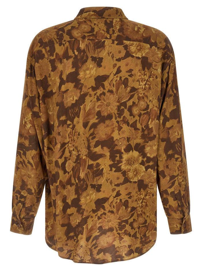 Dried Flower shirt Brown Viscose Shirt, Blouse