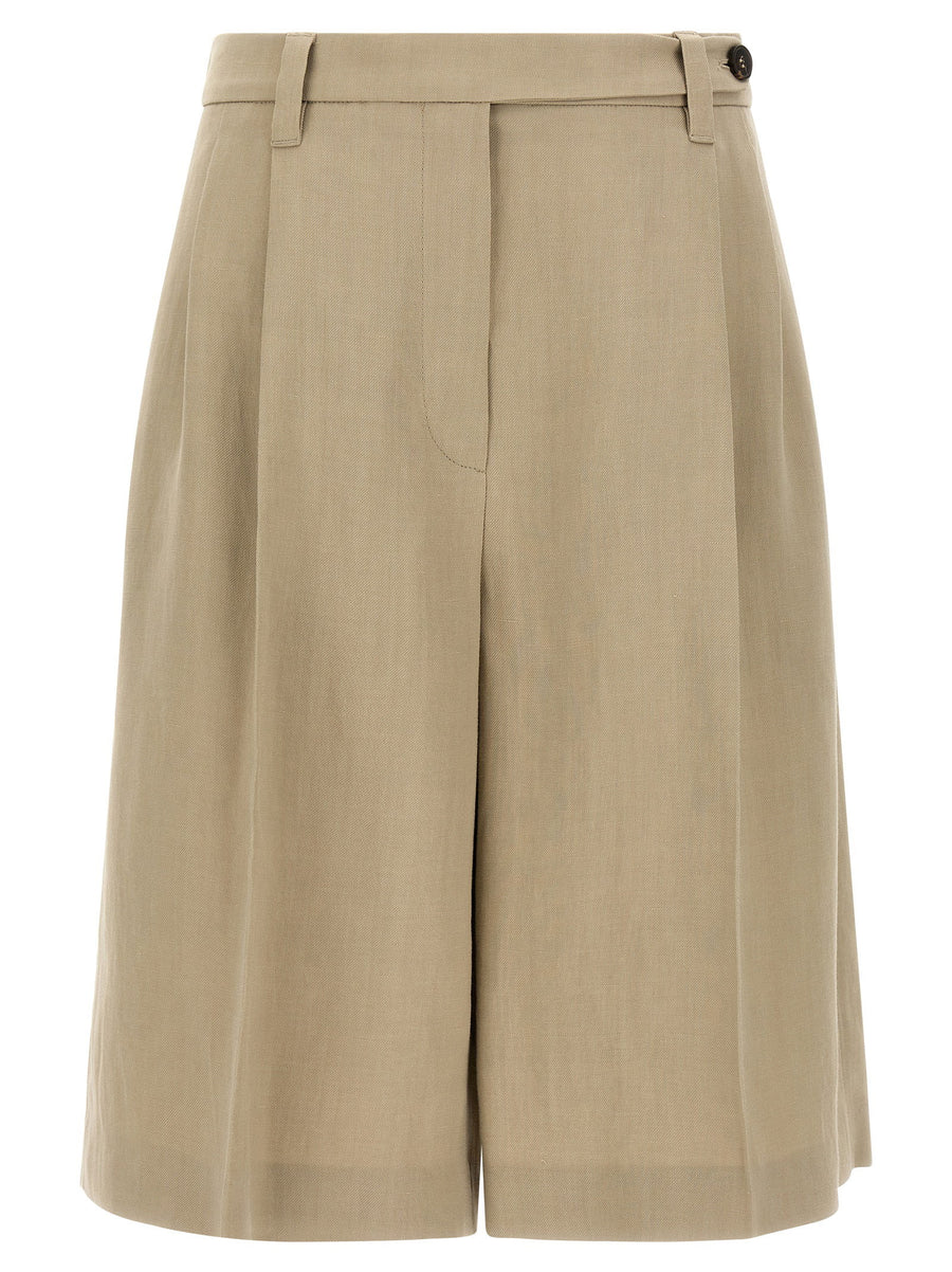 Brunello Cucinelli Linen Blend Twill Bermuda Shorts — Beige