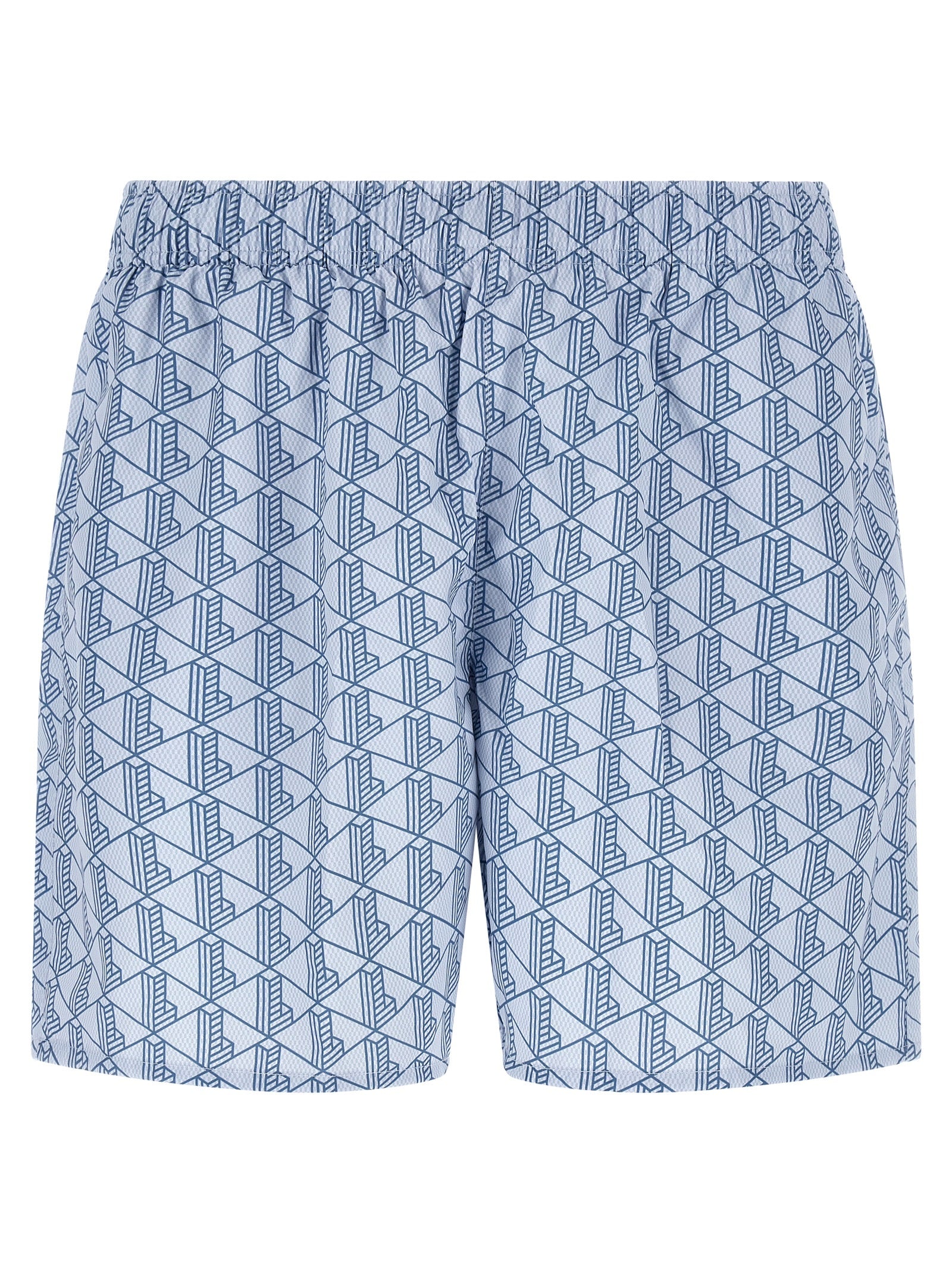 Monogram Print Swimsuit Light Blue Polyester Beachwear