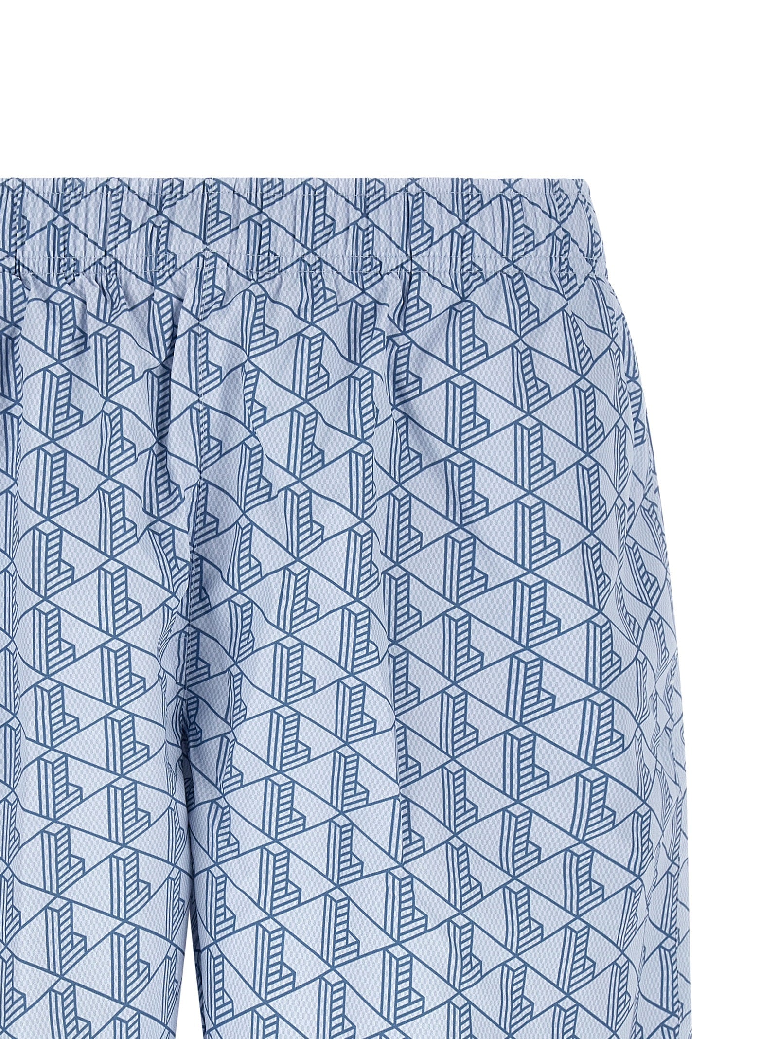 Monogram Print Swimsuit Light Blue Polyester Beachwear