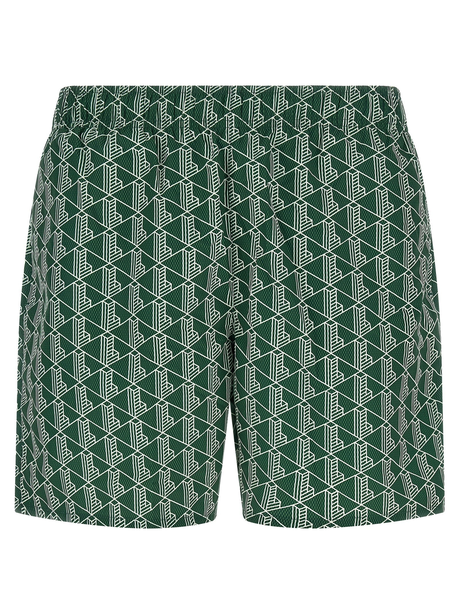 Monogram Print Swimsuit Green Polyester Beachwear