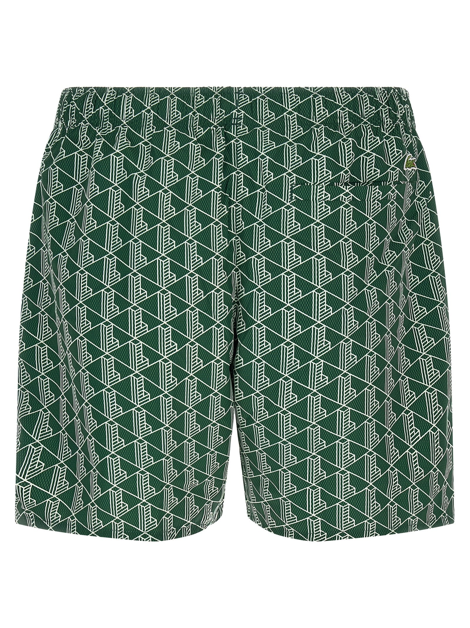 Monogram Print Swimsuit Green Polyester Beachwear