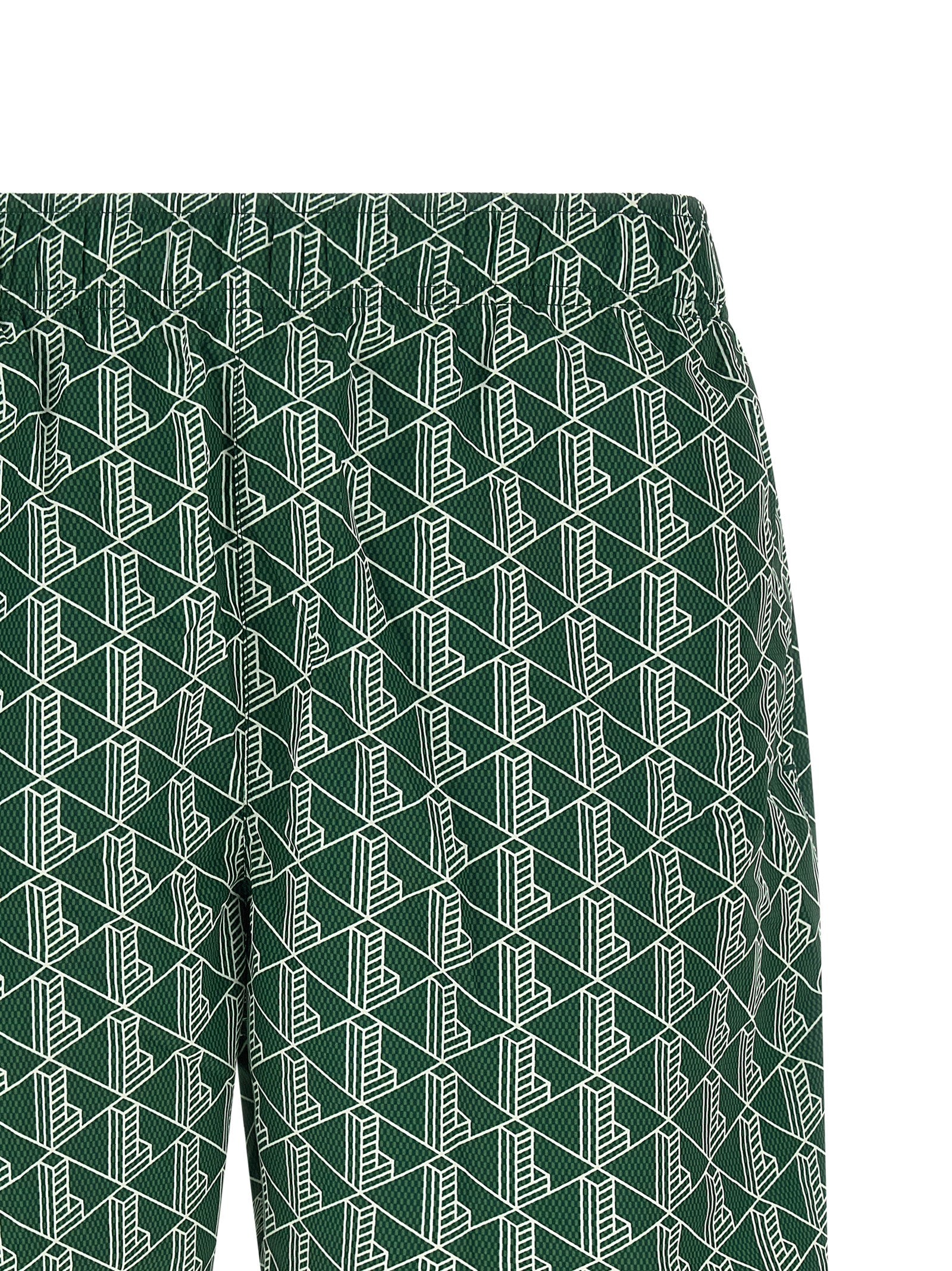 Monogram Print Swimsuit Green Polyester Beachwear