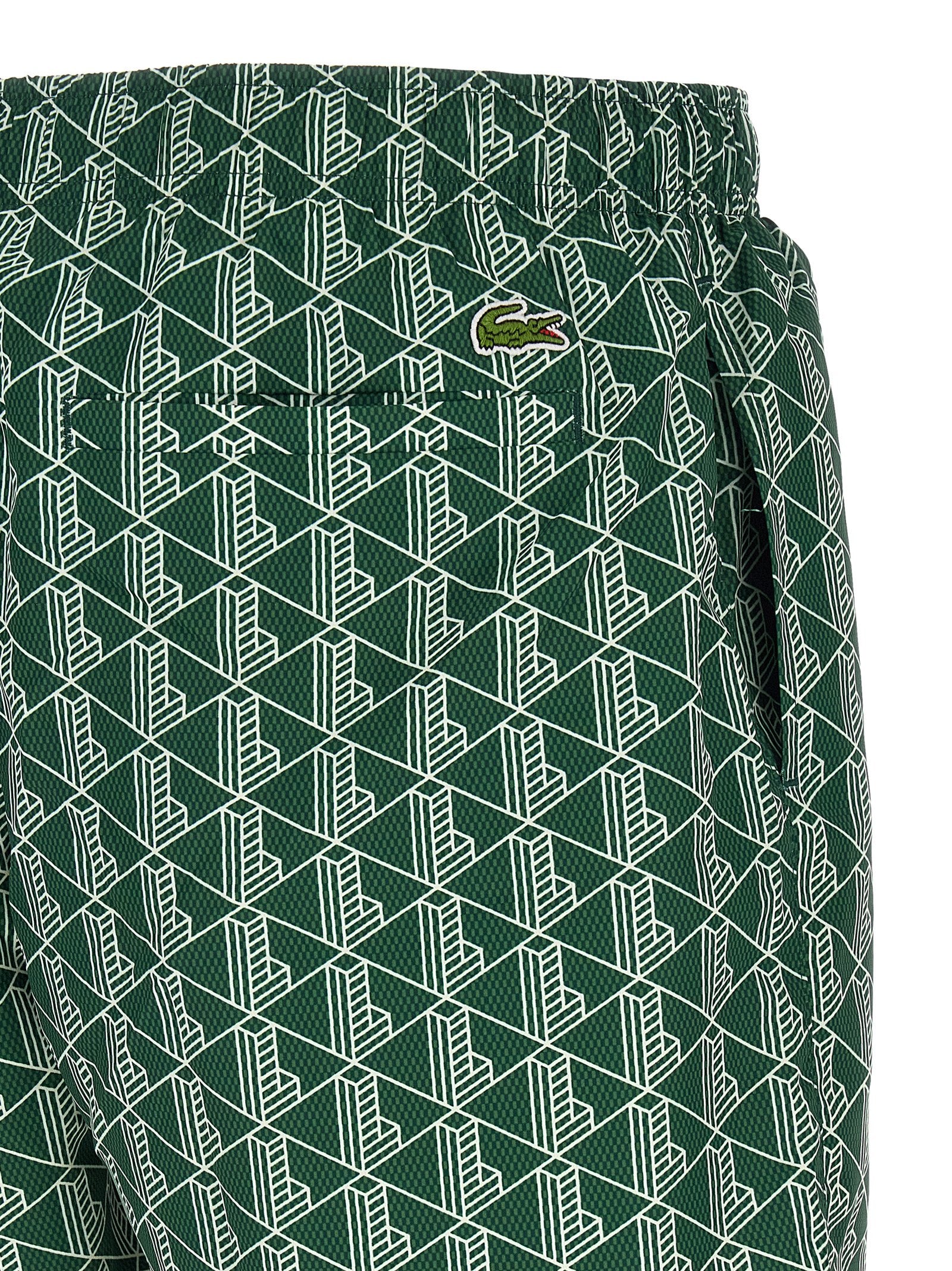 Monogram Print Swimsuit Green Polyester Beachwear