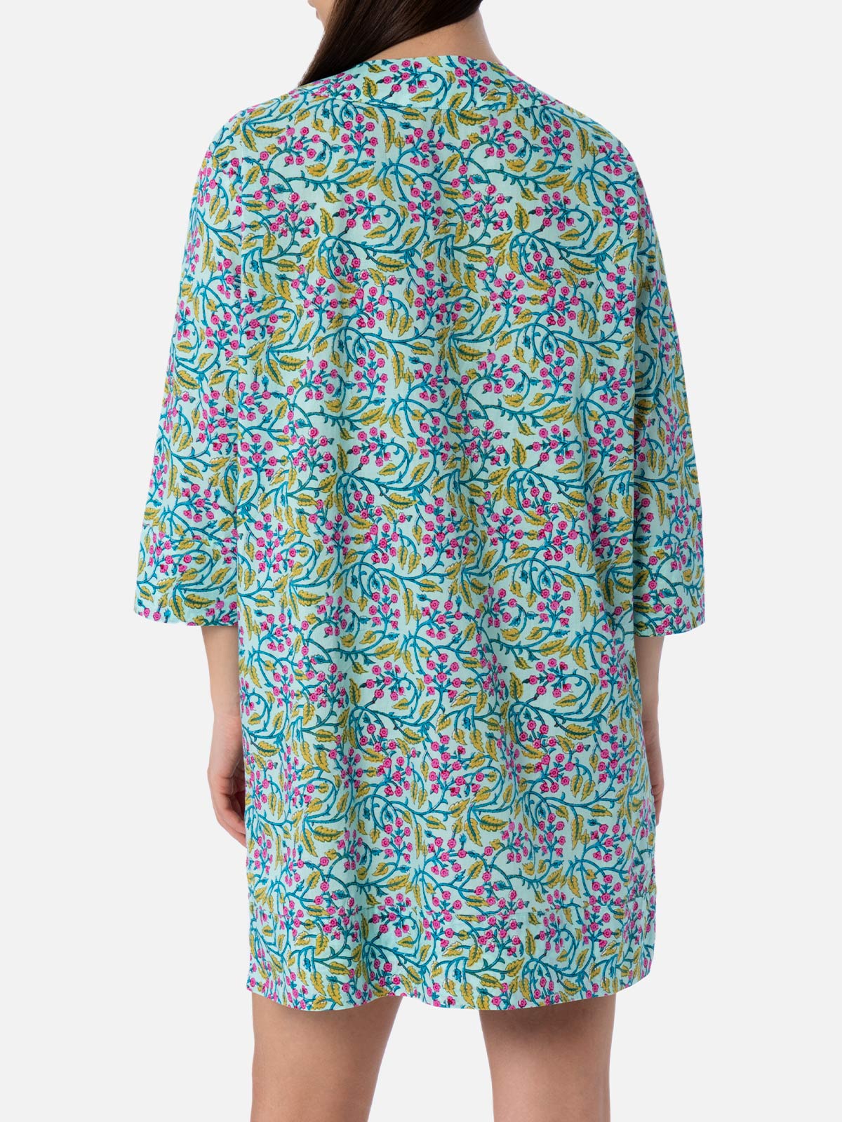 Macha Floral Cotton Tunic Dress Green