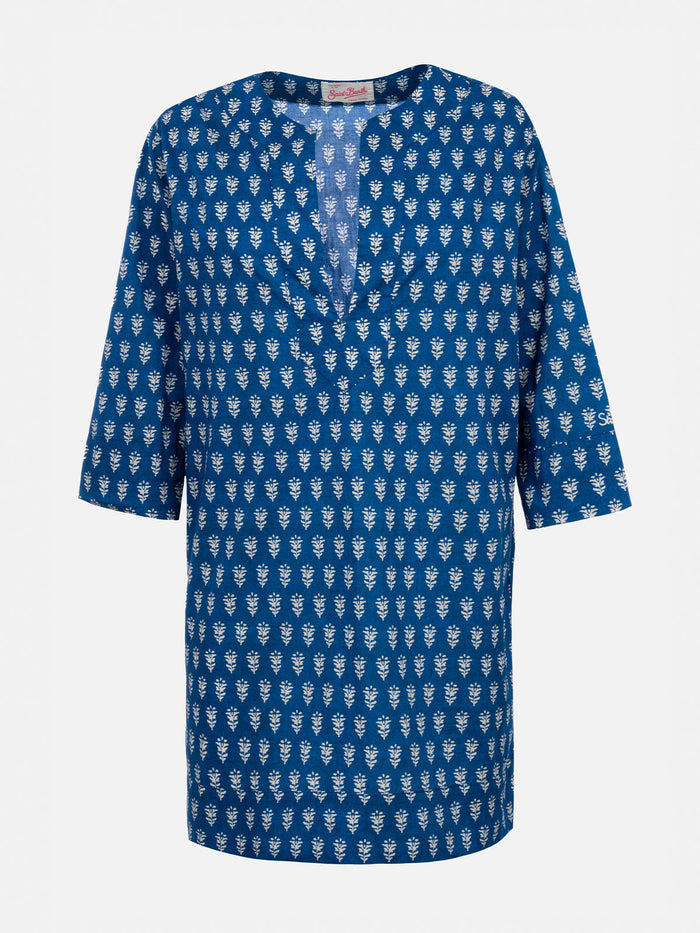 Macha Cotton Buti Print Dress Blue