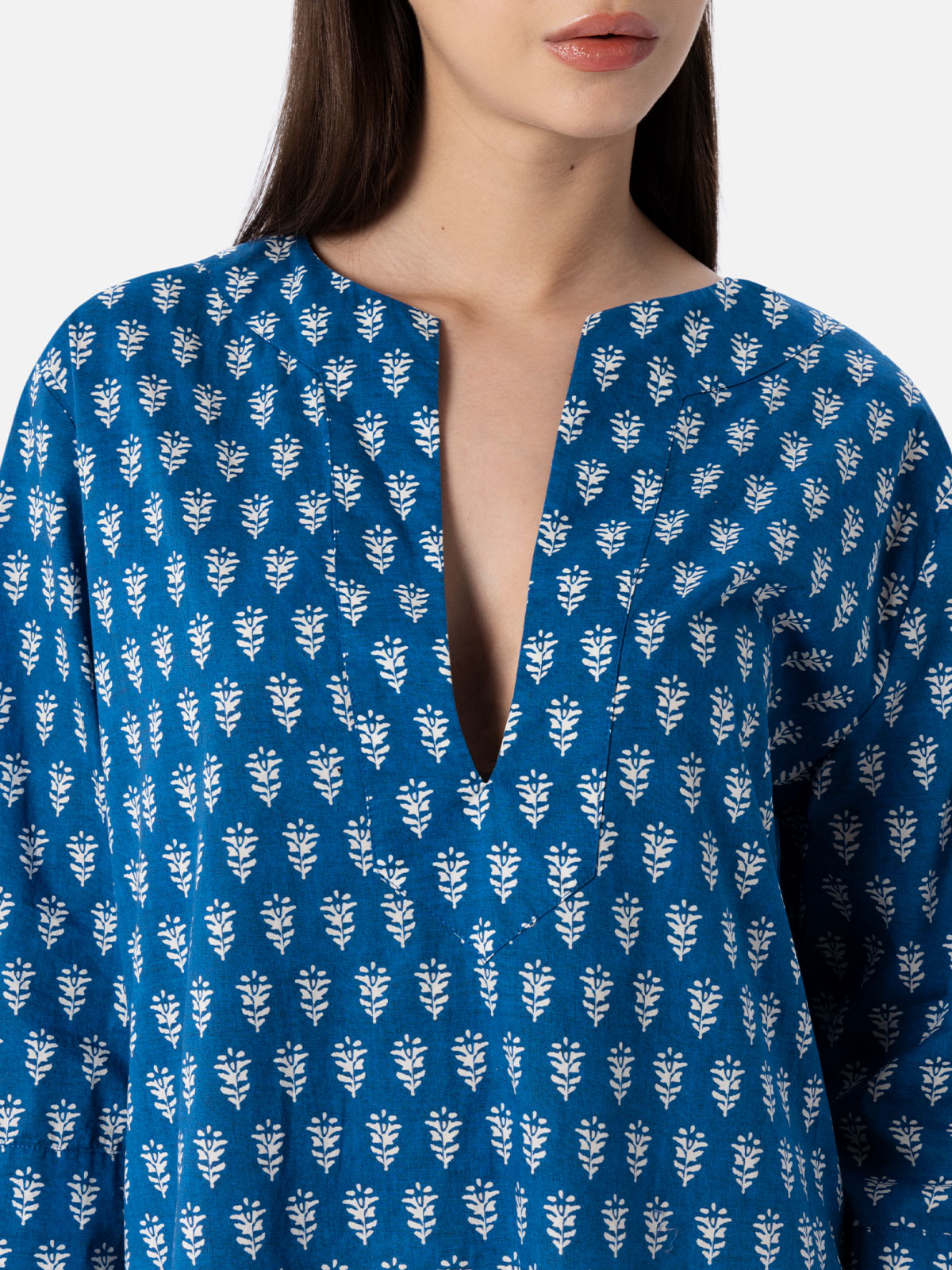 Macha Cotton Buti Print Dress Blue