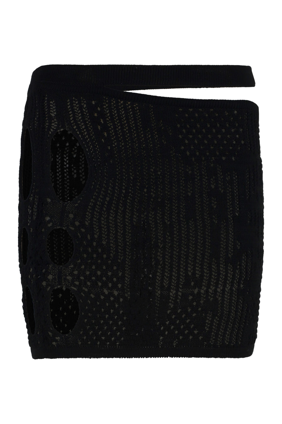 Knitted Mini Skirt Black Cotton