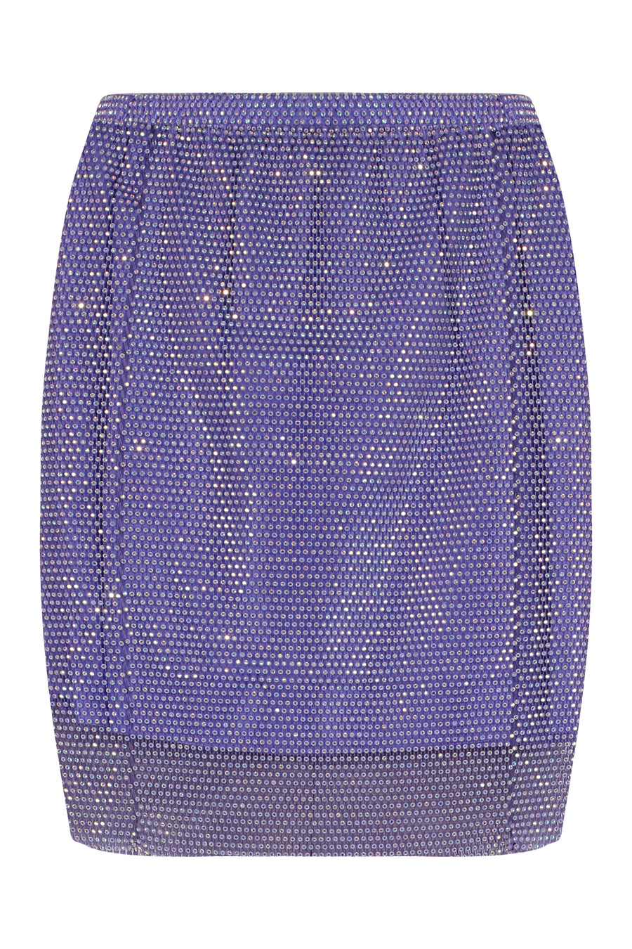 Purple Netted Rhinestone Mini Skirt Polyester