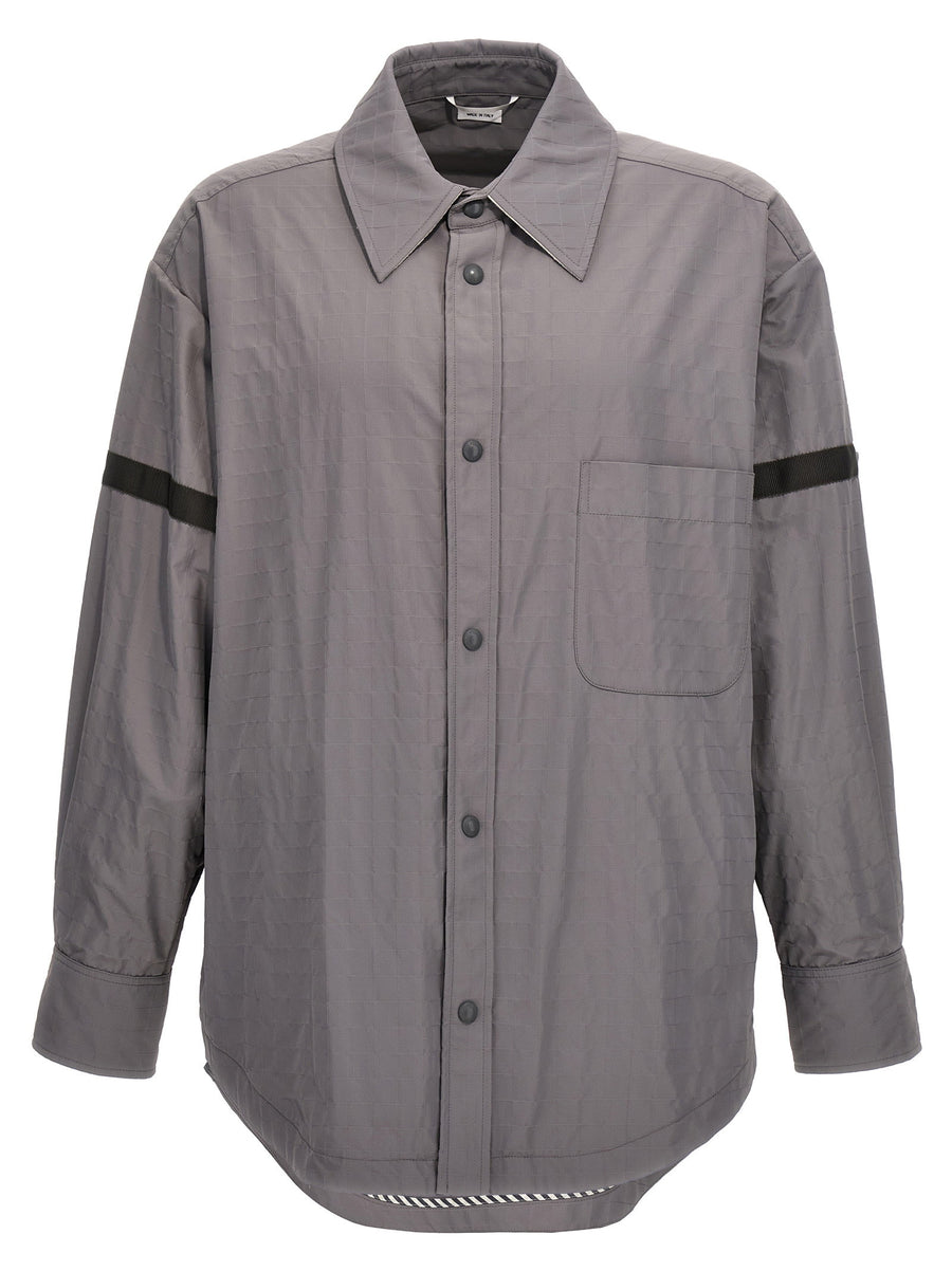 Thom Browne Ripstop Nylon Snap Front Overshirt — Gray