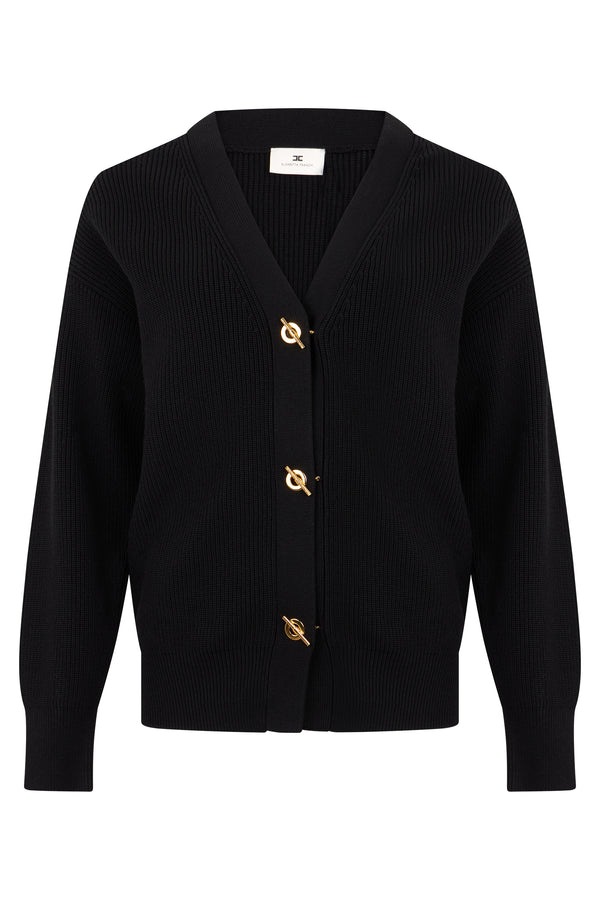 Knitted Cardigan Black Viscose Cardigans