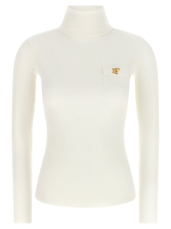 Elisabetta Franchi Lyocell and silk turtleneck in cream