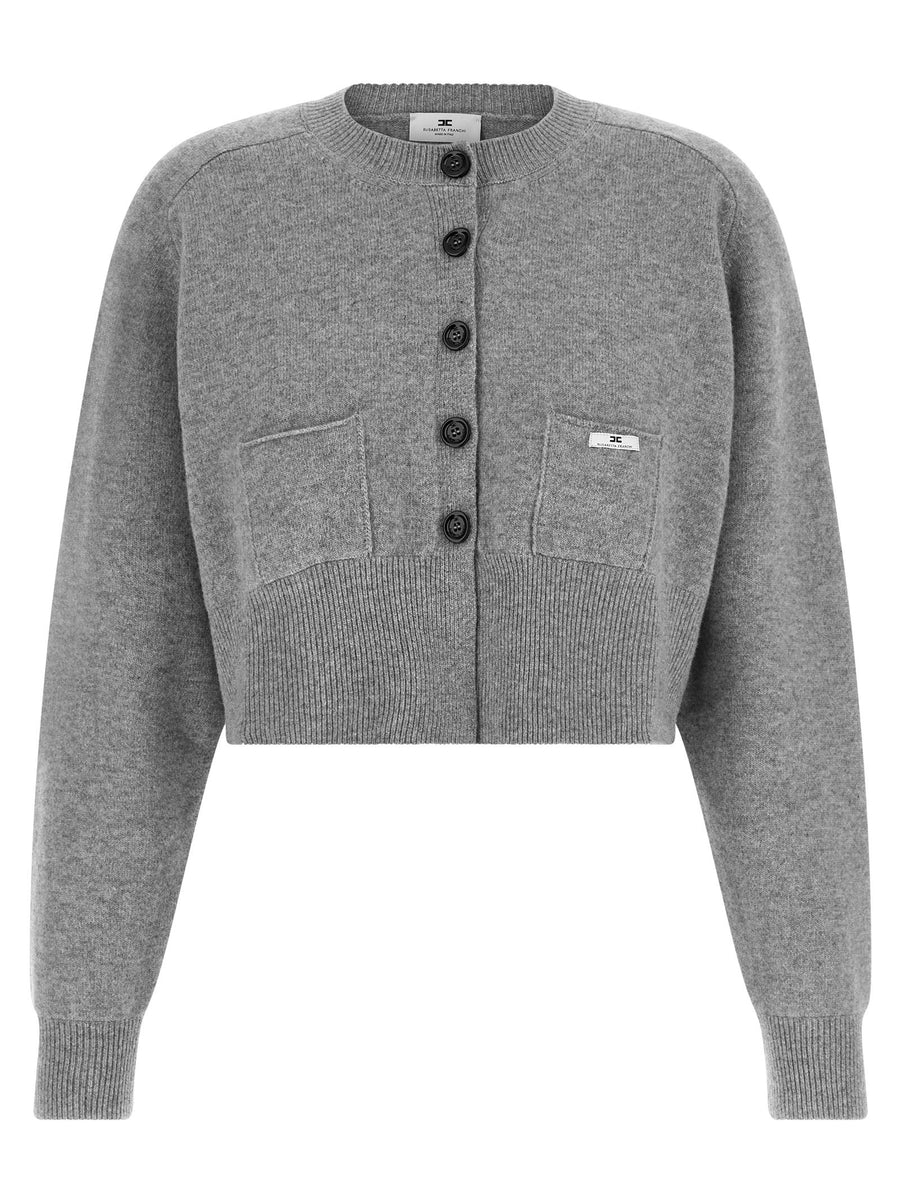 Elisabetta Franchi Wool and Cashmere Blend Cardigan — Gray