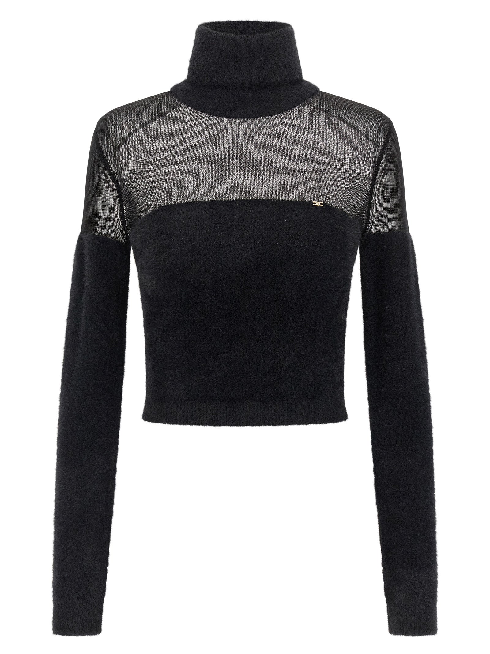 Brushed insert turtleneck sweater Black Polyamide Sweater, Cardigans