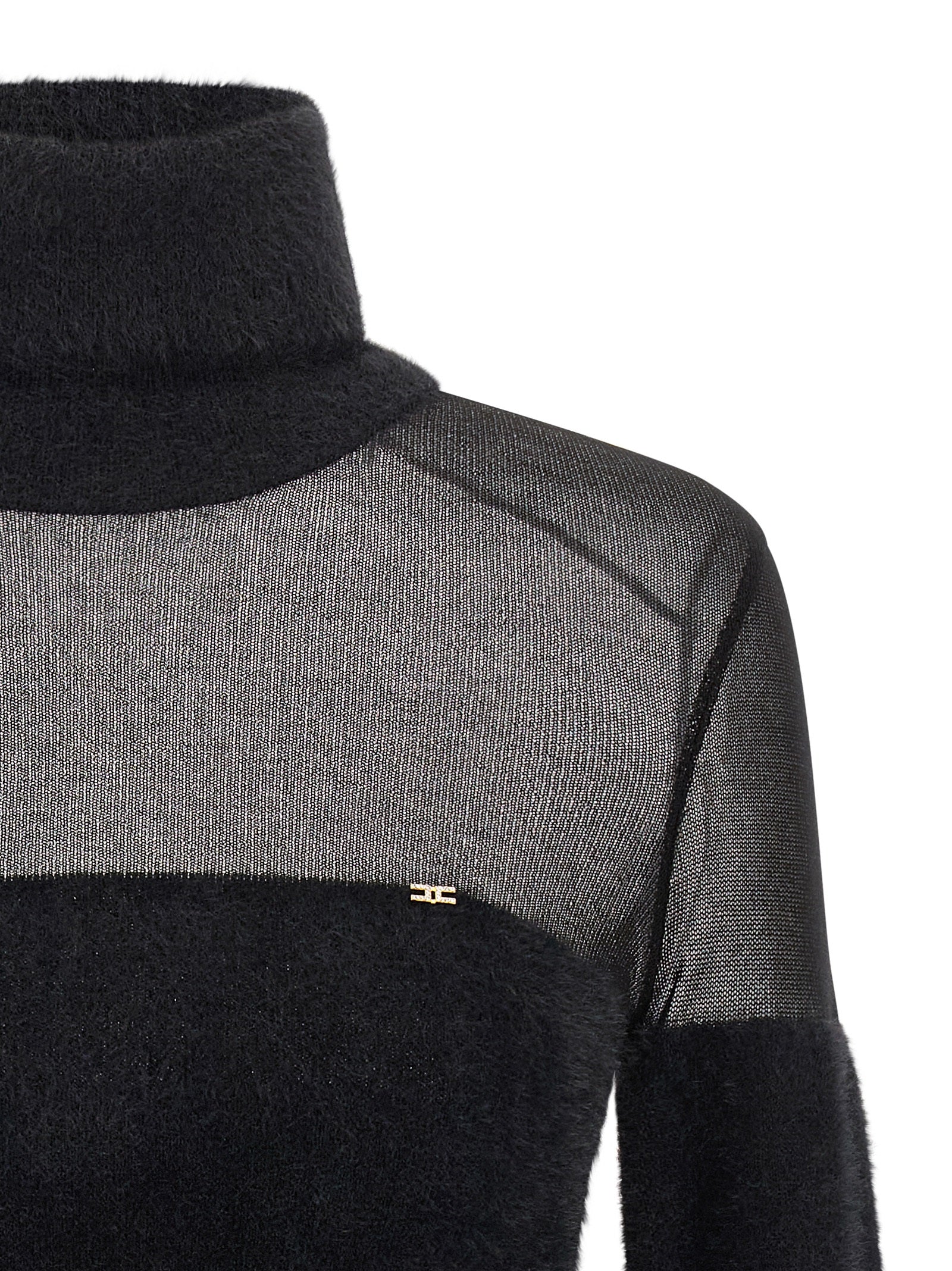 Brushed insert turtleneck sweater Black Polyamide Sweater, Cardigans