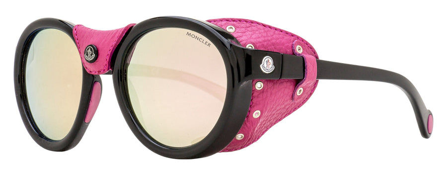 Moncler ML0046 Plastic (Injected)/Leather sunglasses in black