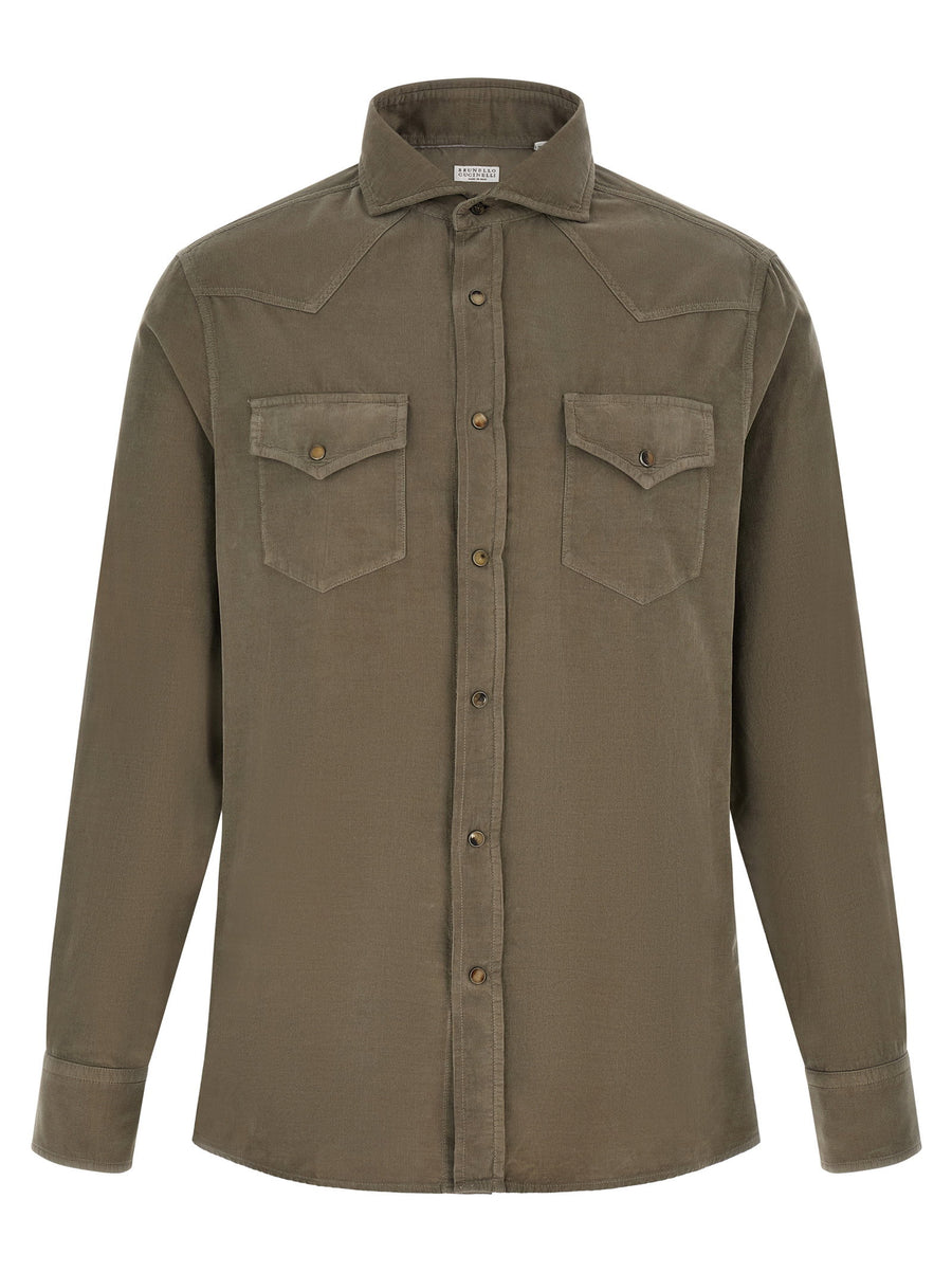 Brunello Cucinelli Corduroy Shirt — Green