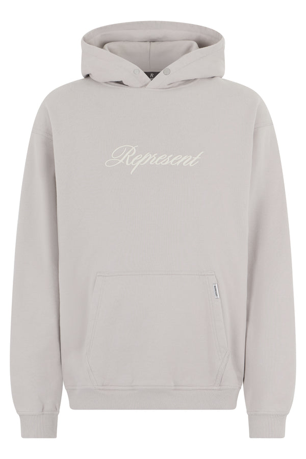 Hooded Sweatshirt Script Logo Grey Cotton Jumpers