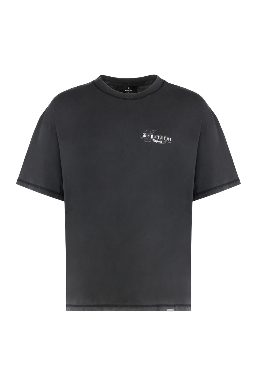 Crew Neck T-Shirt With Vintage Effect Black Cotton T-shirts