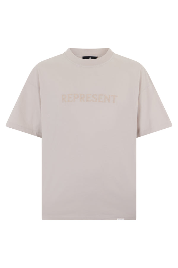T-Shirt With Embroidered Logo — Ecru Cotton T-shirts