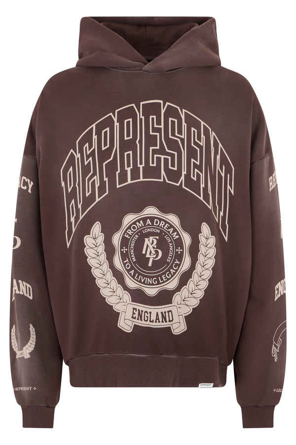 Hooded Sweatshirt Brown Print Cotton Jumpers