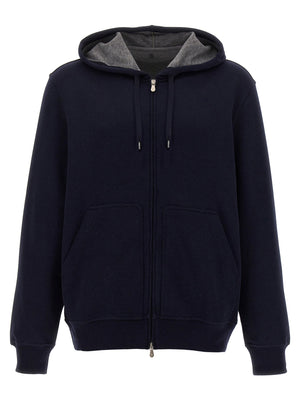 Brunello Cucinelli Cotton Blend Hoodie — Navy