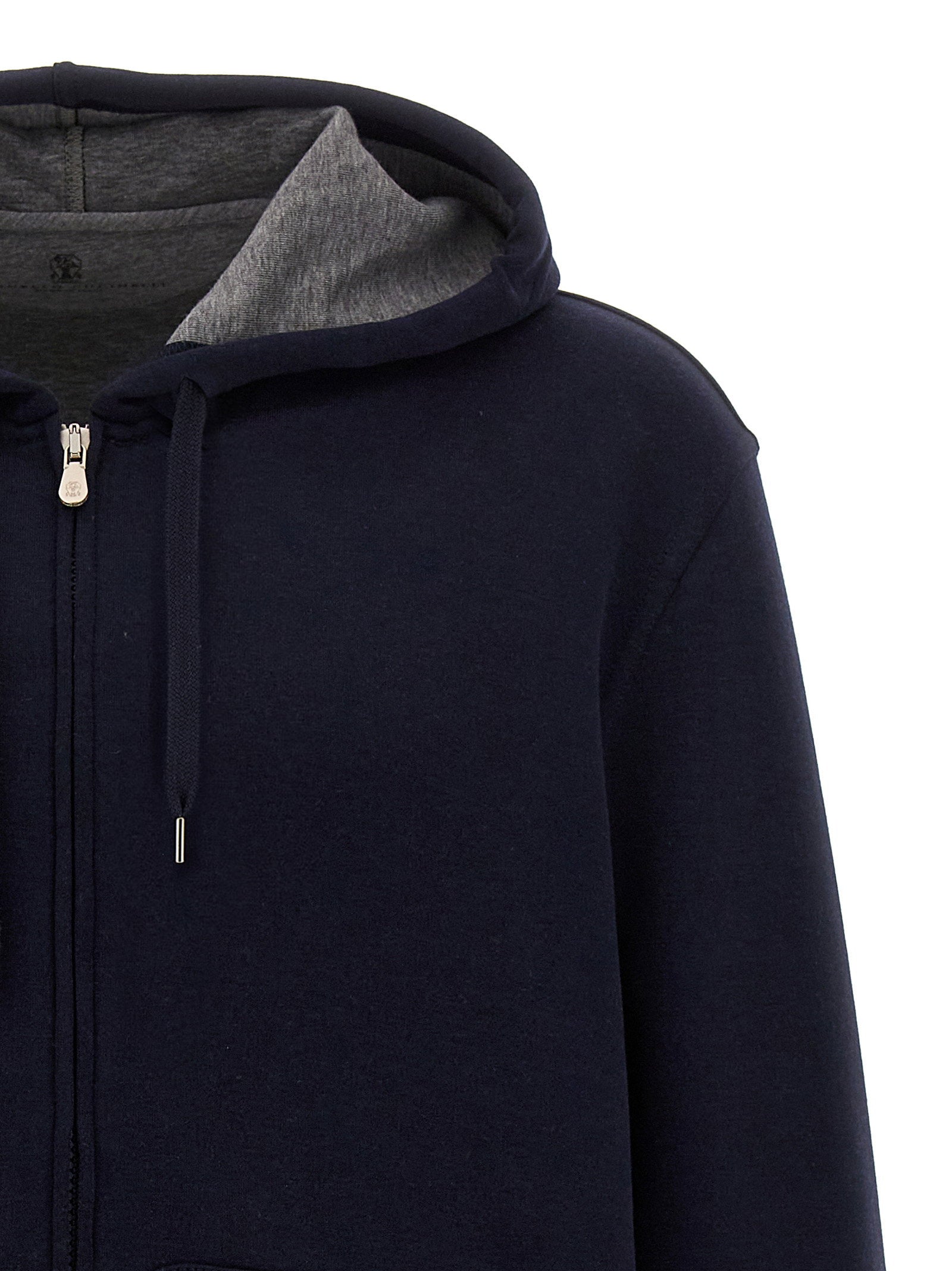 Brunello Cucinelli Cotton Blend Hoodie — Navy