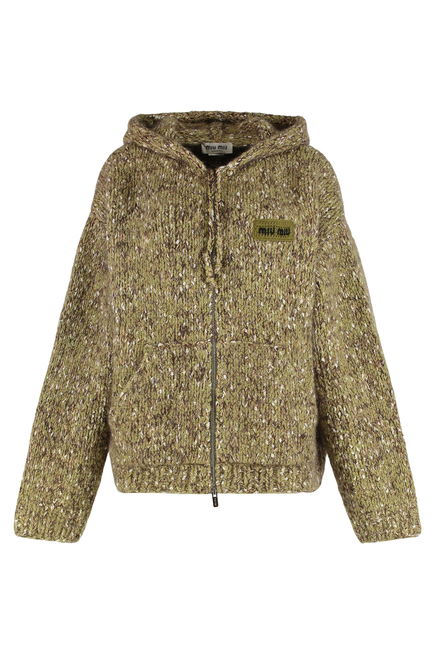 Hooded Zipper Sweatshirt Green Cotton Sweatshirts