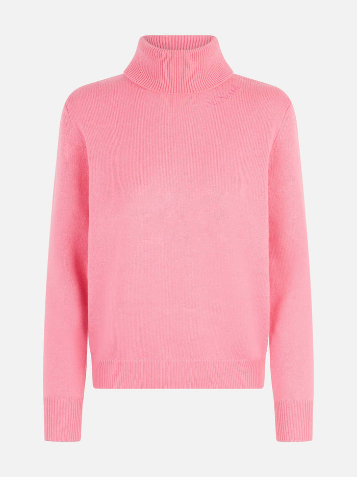 Pink Turtleneck Moody Blended Cashmere