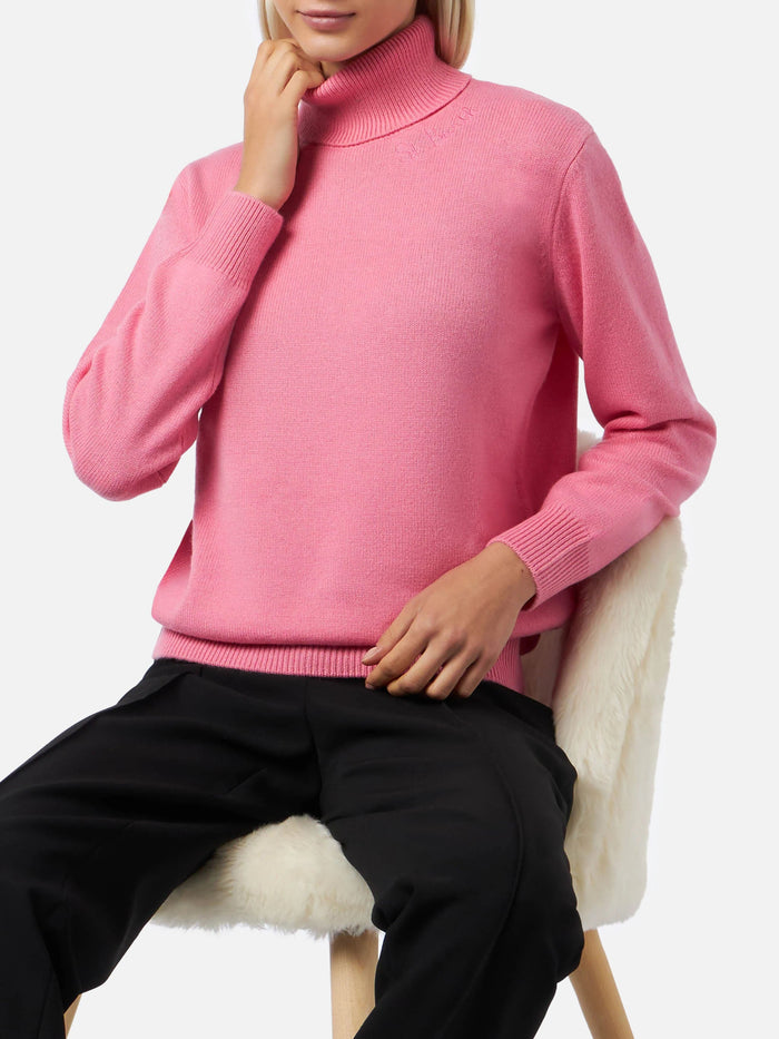Pink Turtleneck Moody Blended Cashmere