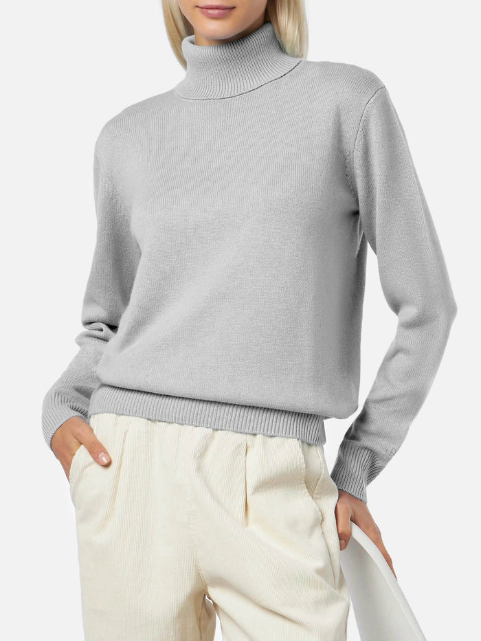 Moody Grey Mélange Pure Cashmere Turtleneck Sweater