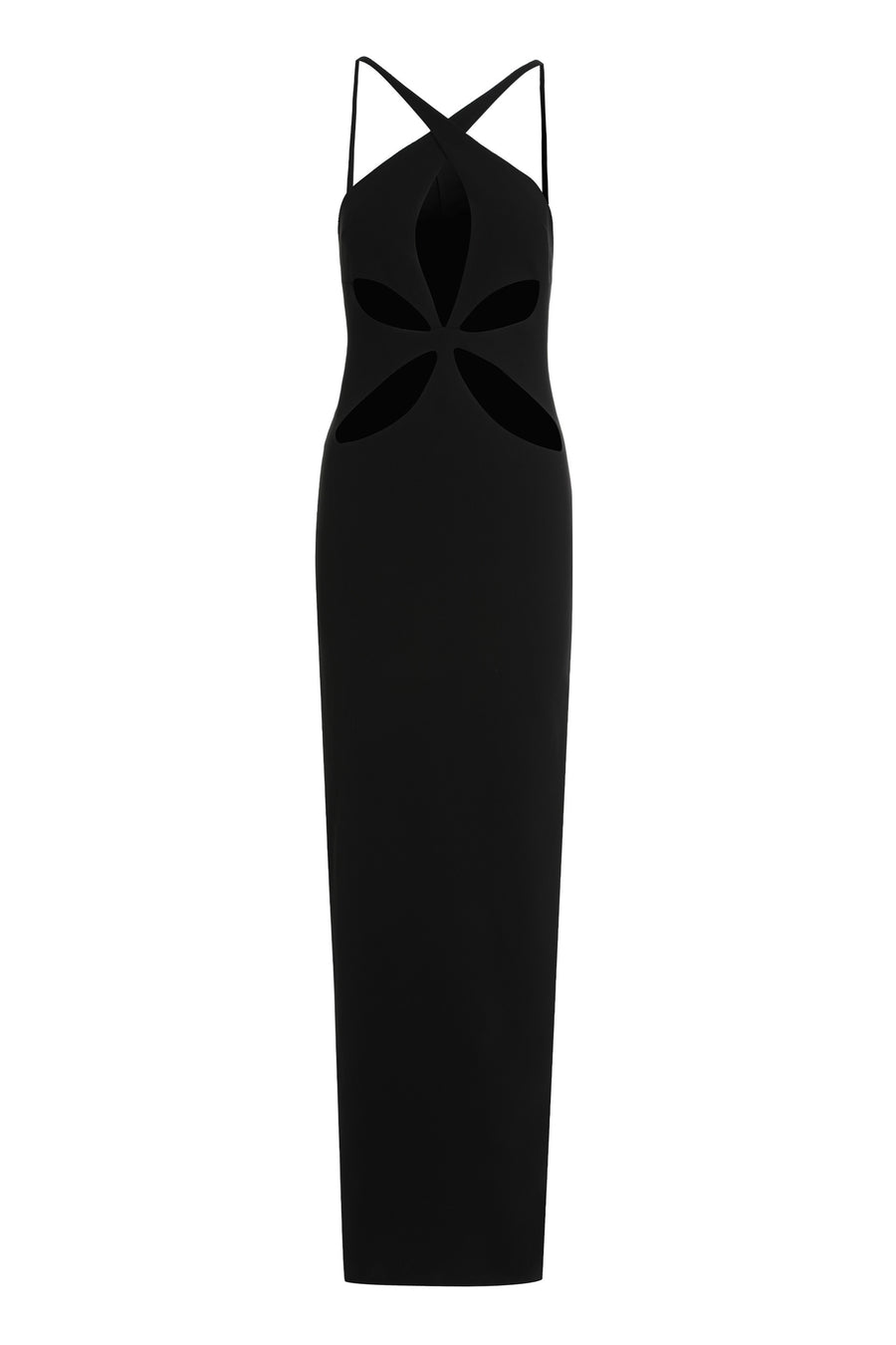 Long Black Dress With Elegant Design Polyester