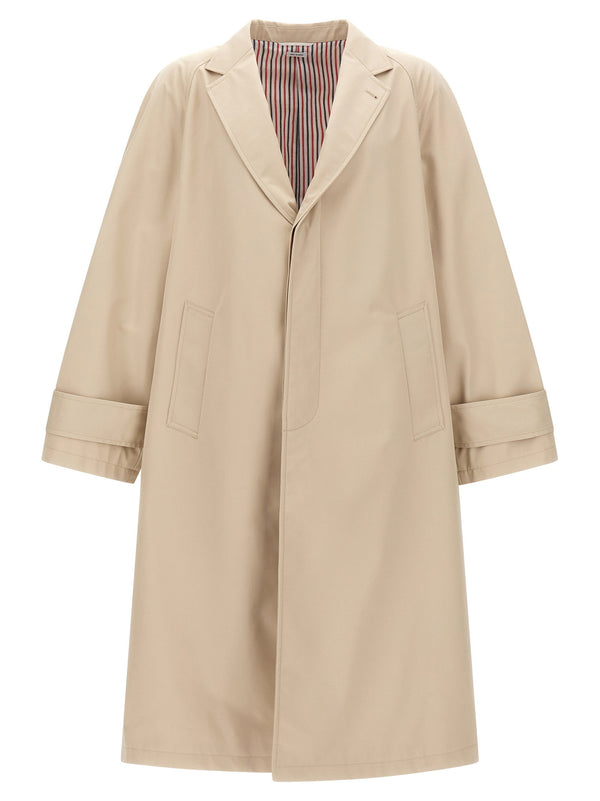 Thom Browne Water-Repellent Cotton Trench Coat — Beige