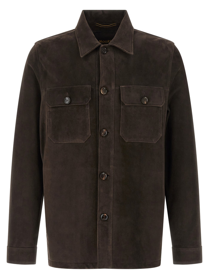 Klaus overshirt Brown Lamb Leather (ovis Aries) Down Jacket, Parka, Casual Jackets