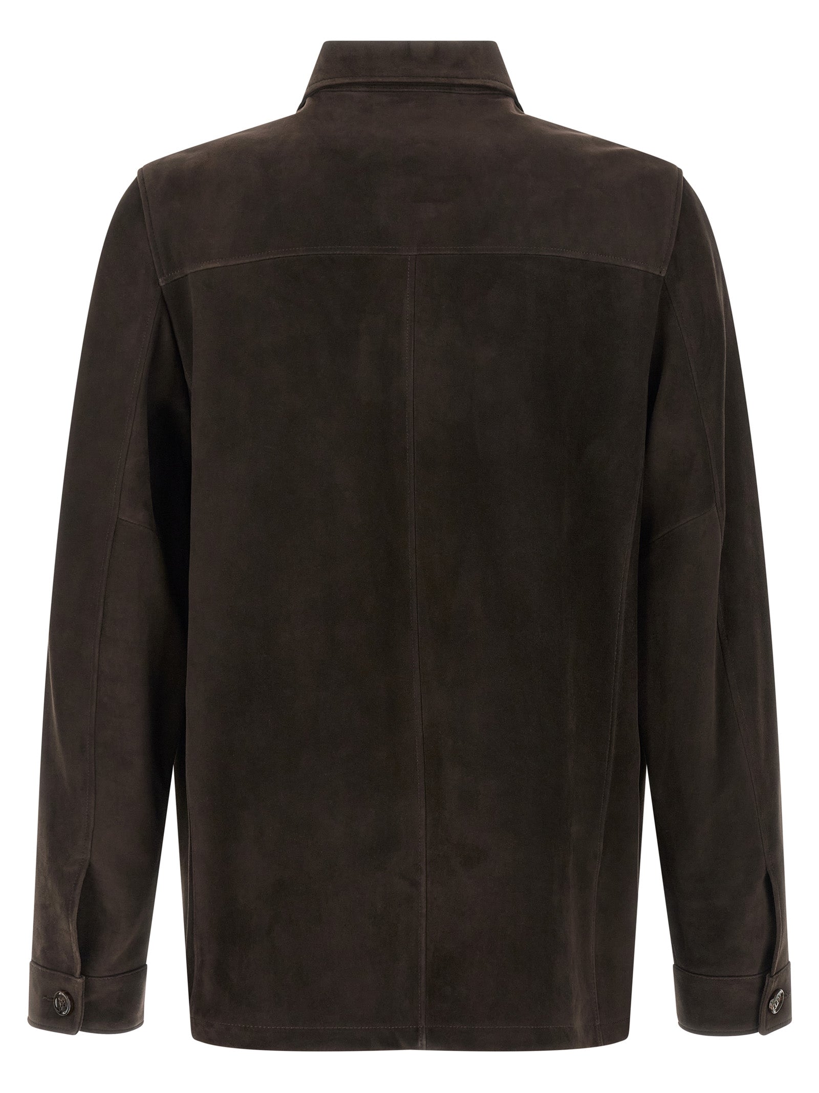 Klaus overshirt Brown Lamb Leather (ovis Aries) Down Jacket, Parka, Casual Jackets