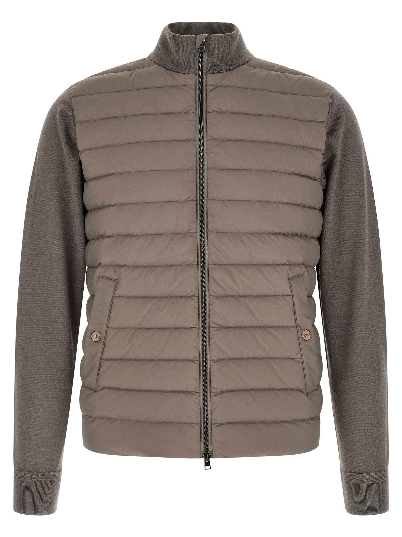 Padded cardigan Gray Virgin Wool Silk Sweater, Cardigans