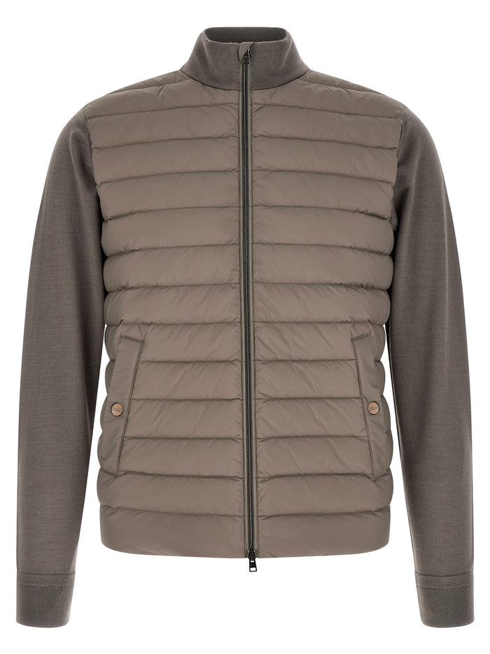 Padded cardigan Gray Virgin Wool Silk Sweater, Cardigans