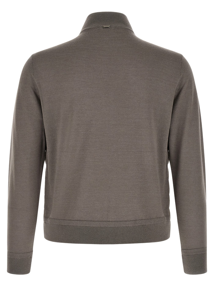 Padded cardigan Gray Virgin Wool Silk Sweater, Cardigans