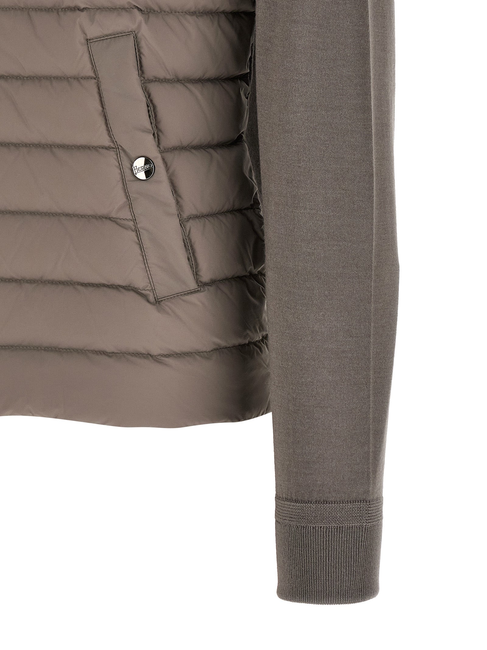 Padded cardigan Gray Virgin Wool Silk Sweater, Cardigans